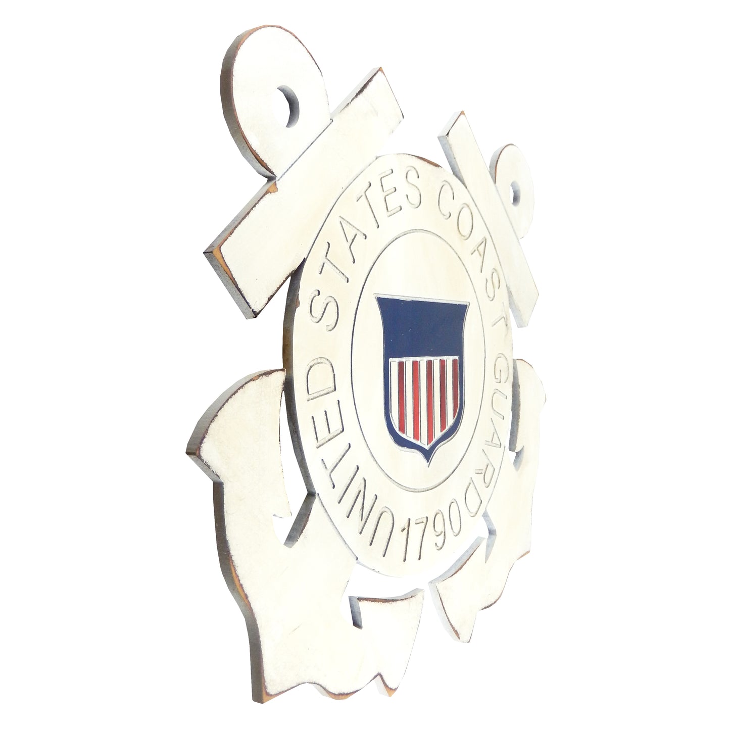 United States Military Coast Guard Logo Wall Decor MDF Weathered Wood 20 inch