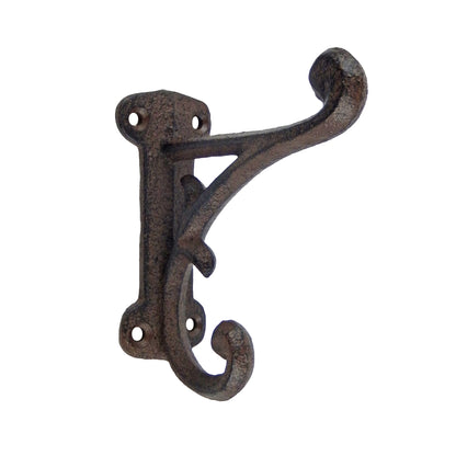 Rustic Double Wall Hook Vines Cast Iron Towel Coat Key Hanger Antique Style
