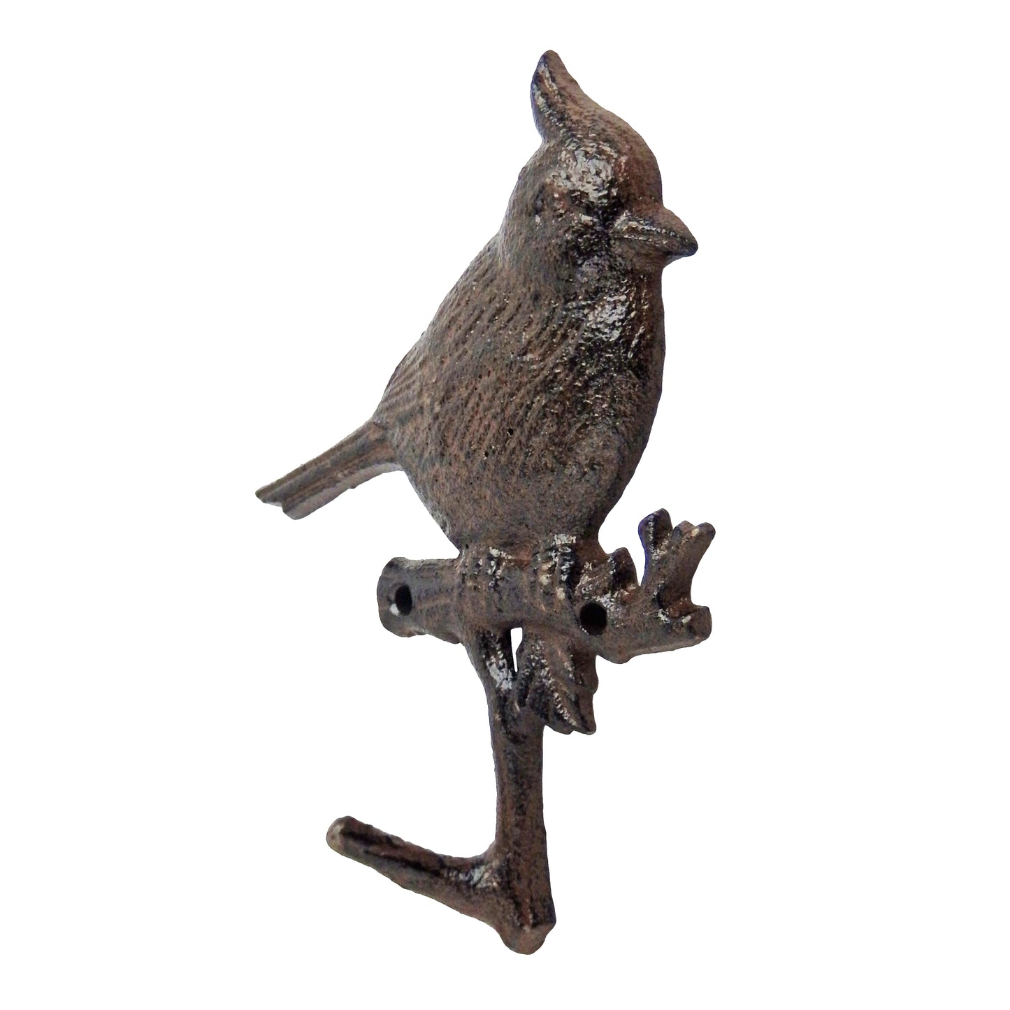 Cast Iron Cardinal Bird Branch Wall Hook Key Towel Coat Hanger Rustic Brown