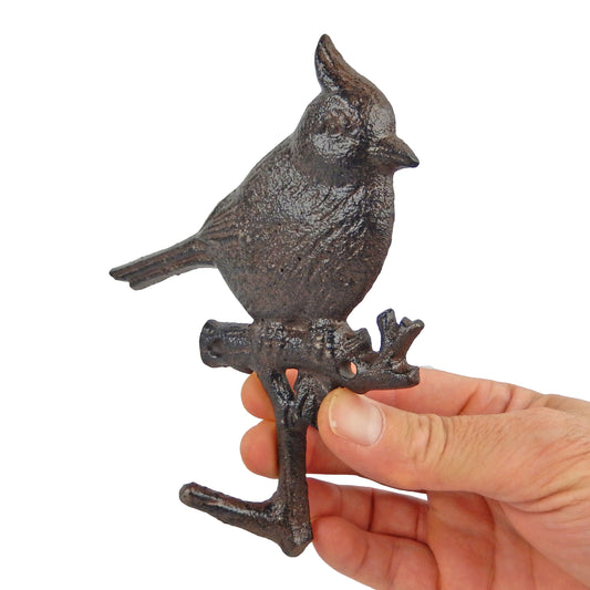 Cast Iron Cardinal Bird Branch Wall Hook Key Towel Coat Hanger Rustic Brown