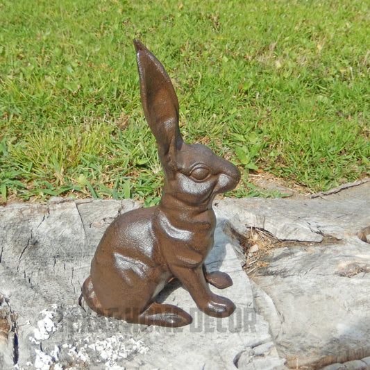 Large Bunny Rabbit Figurine Statue Heavy Duty Cast Iron Garden Yard Decor 10.5"