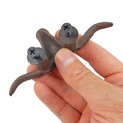 Rustic Cast Iron Longhorn Steer Drawer Pull Handle Knob Brown 4.75" (Pack of 6)