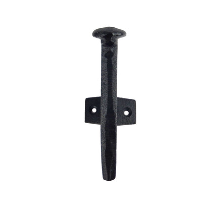 Cast Iron Black Railroad Spike Wall Hook Heavy Duty Industrial Coat Towel Hanger