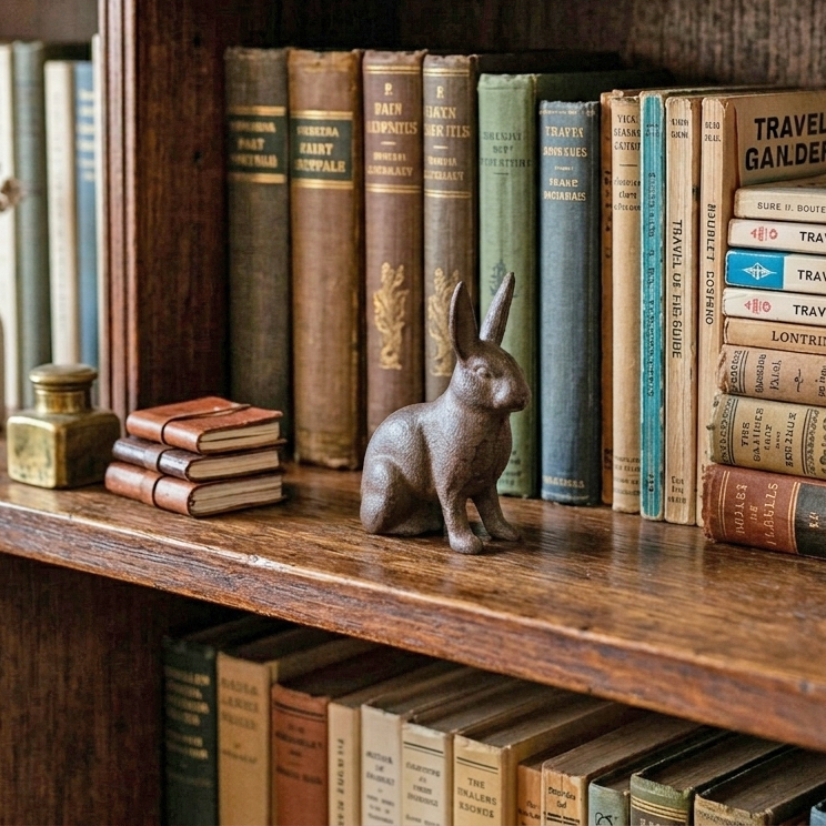 Bunny Rabbit Figurine Statue Cast Iron Rustic Garden Yard Patio Decor 4 1/2 inch