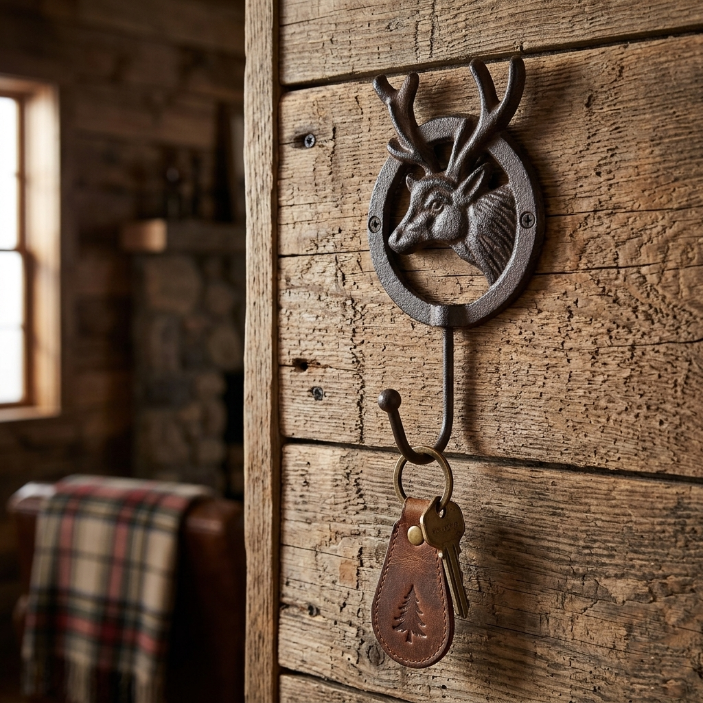 Cast Iron Deer Head Wall Hook Key Towel Coat Hanger Cabin Decor Rustic Brown