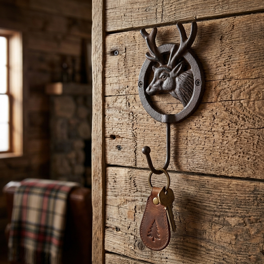Cast Iron Deer Head Wall Hook Key Towel Coat Hanger Cabin Decor Rustic Brown