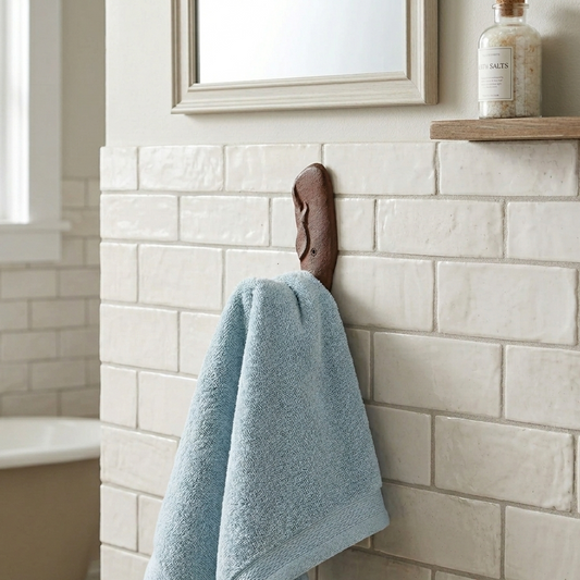 Whale Tail Wall Hook Cast Iron Towel Holder Coat Hanger Rustic Brown Nautical 8"