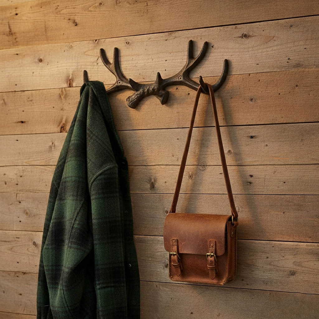 Deer Antler Coat Rack Wall Key Hook Towel Hat Hanger Cast Iron Rustic Brown