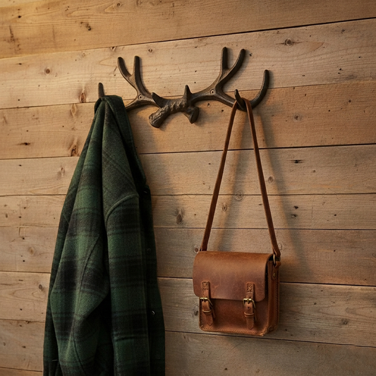 Deer Antler Coat Rack Wall Key Hook Towel Hat Hanger Cast Iron Rustic Brown