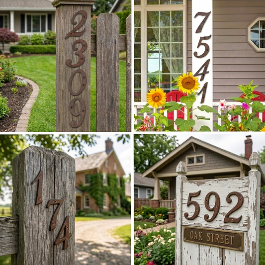 Rustic Iron House Address Numbers Paintable Antique Brown Finish Pick #'s 0-9
