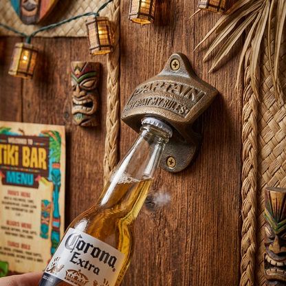 Cast Iron "Captain My Boat My Rules" Beer Bottle Opener Wall Mounted Brass Color