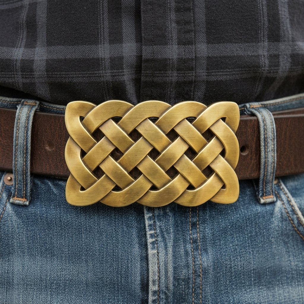 Bold Irish Celtic Knot Men's Belt Buckle Antique Bronze Plated Fits 1.5" Belts