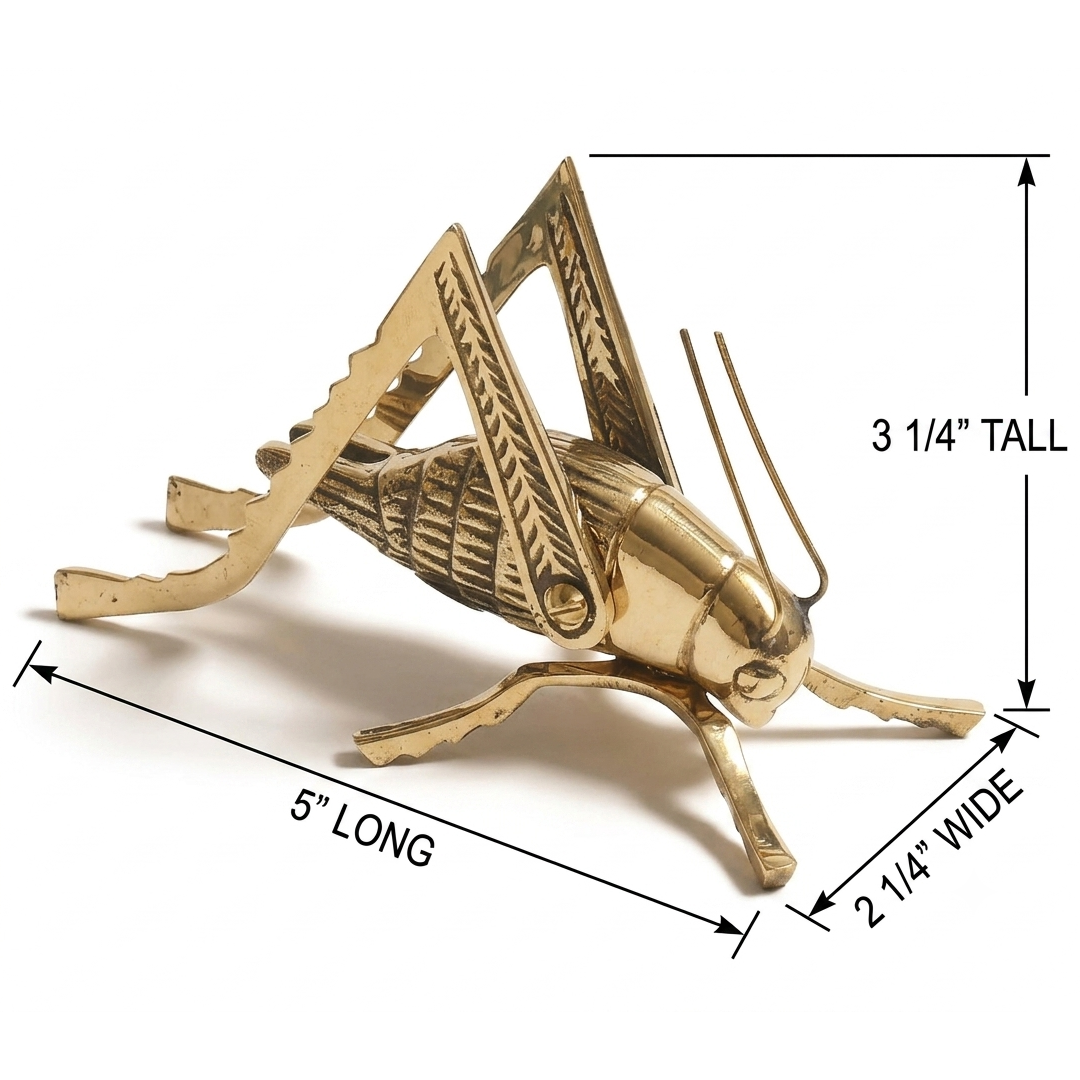 Hearth Cricket Fireplace Figurine Good Luck Health Solid Brass Insect Gold Color