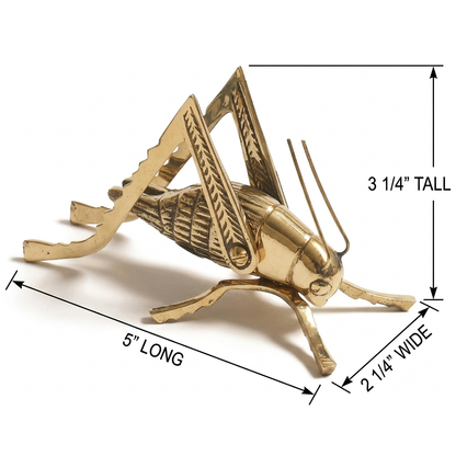 Hearth Cricket Fireplace Figurine Good Luck Health Solid Brass Insect Gold Color