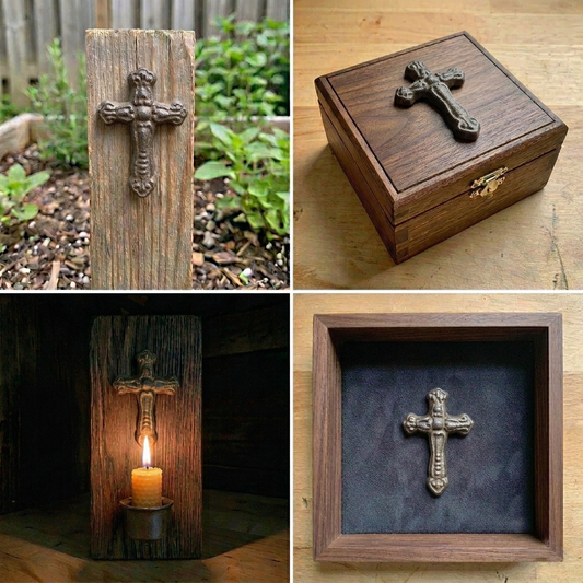 Rustic Cast Iron Cross Nails Tacks 3 x 2 inch With 1 inch Nail (Pack of 6)