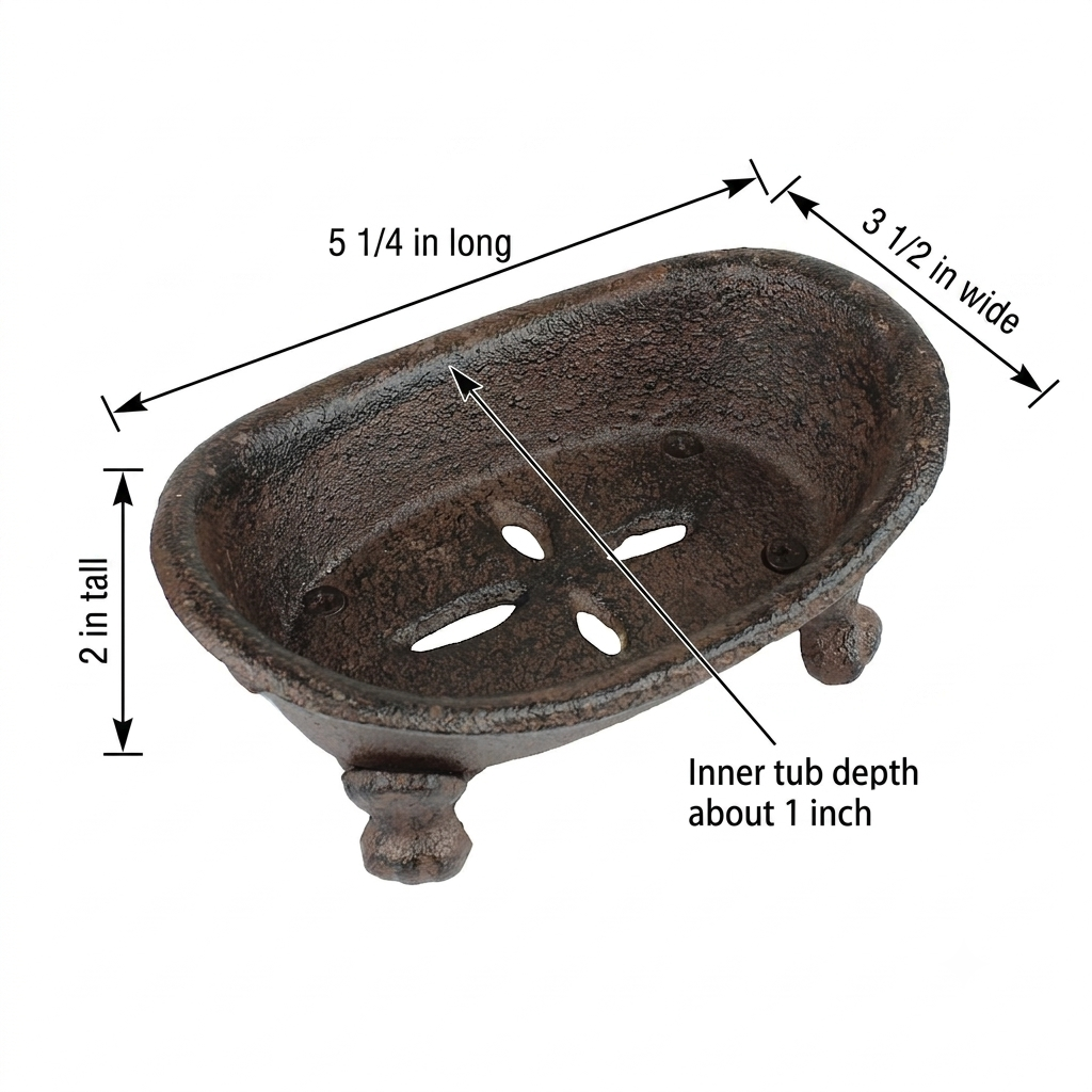 Cast Iron Bathtub Soap Dish Holder Western Decor Rustic Brown Antique Style