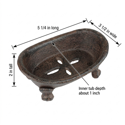 Cast Iron Bathtub Soap Dish Holder Western Decor Rustic Brown Antique Style