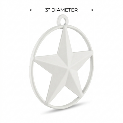 White Tiny Small Metal Barn Star with Smooth Ring 3 inch Matte Finish