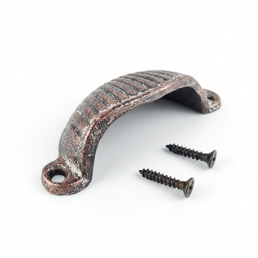 Shell Cup Bin Drawer Pull Cabinet Handle Cast Iron Antique Style with Screws