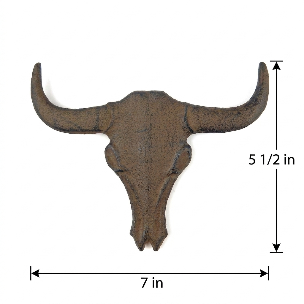 Texas Longhorn Wall Plaque Cast Iron Cow Skull Rustic Western Decor Brown 7 inch