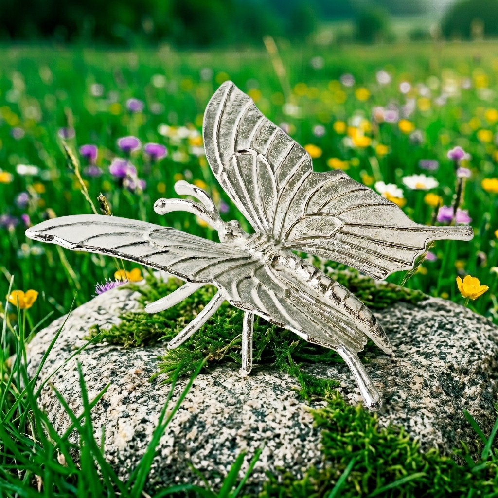Cast Aluminum Metal Butterfly Figurine Shelf Sitter Garden Yard Decor 7.25 inch