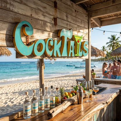 XL Cocktails Recycled Metal Sign Colorful Mexican Bar Cantina Wall Decor 30 inch