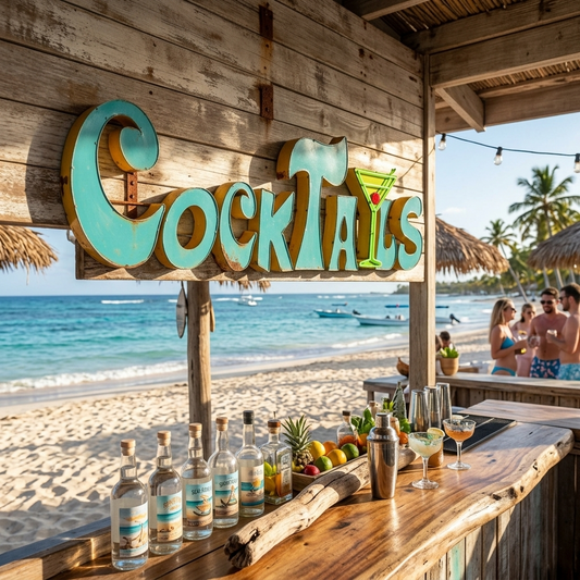 XL Cocktails Recycled Metal Sign Colorful Mexican Bar Cantina Wall Decor 31 inch
