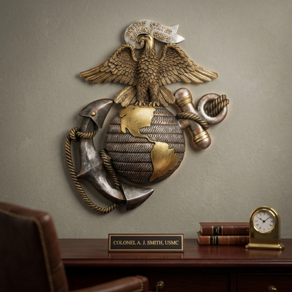 Large United States Marines Eagle Anchor Wall Decor Rustic Gold 19 x 16 inch
