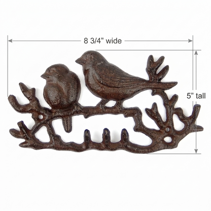 Cast Iron Birds On Branch Wall Hook Rack Key Hanger Antique Style