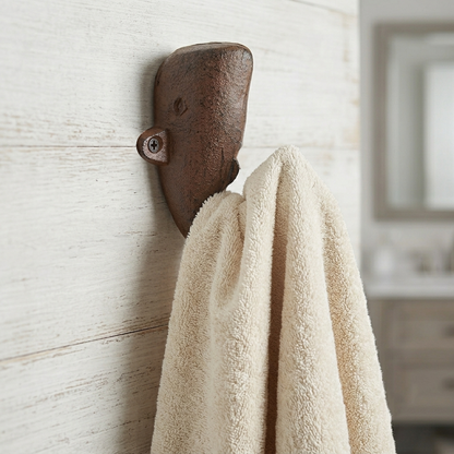 Cast Iron Whale Tail Wall Hook Coat Towel Hanger Rustic Nautical Beach Decor