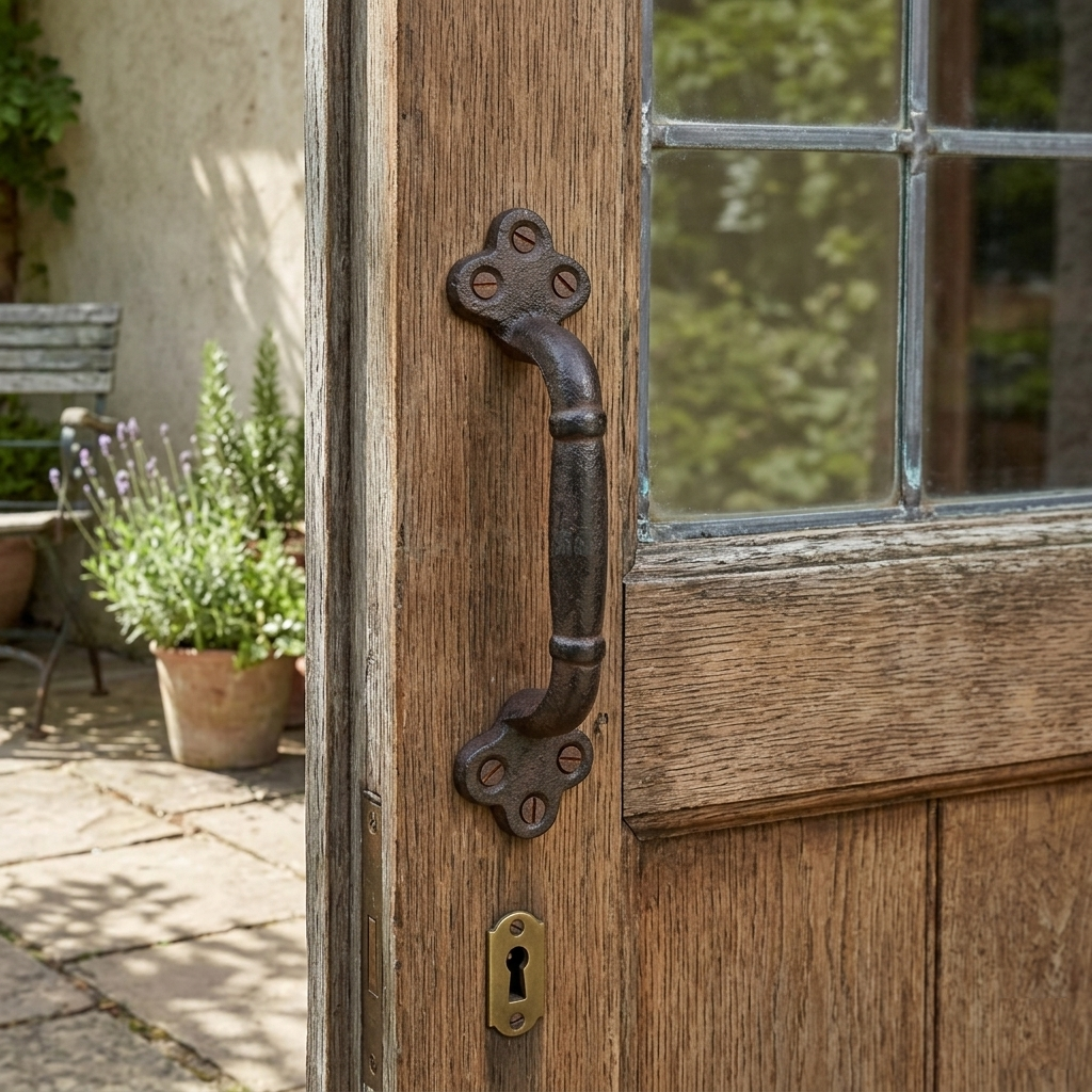 4 Large Cast Iron Door Handles Rustic Heavy Duty Garden Gate Shed Barn Pull 9 in