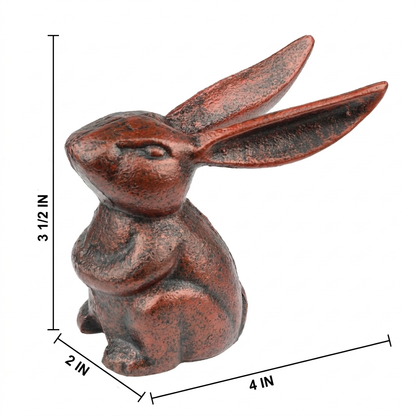 Small Sitting Bunny Rabbit Figurine Heavy Duty Cast Iron Rustic Copper Finish