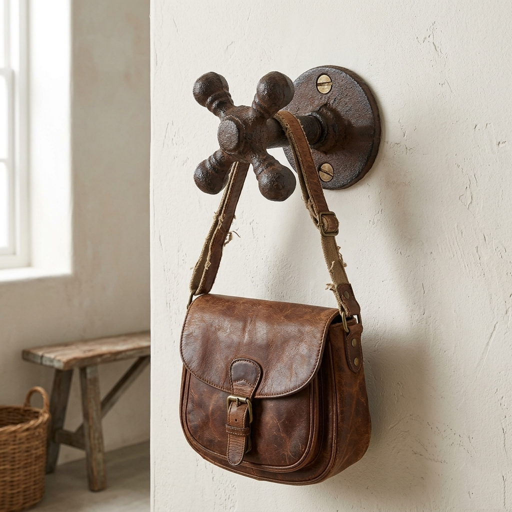 Faucet Knob Wall Hook Handle Cast Iron Towel Coat Purse Hanger Antique Style