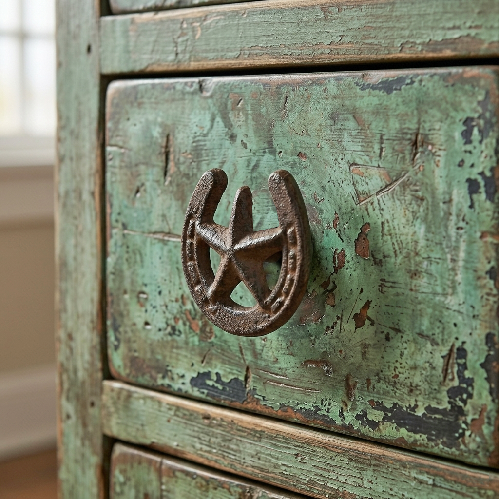Rustic Horseshoe Star Western Drawer Knob Pull Cast Iron Cabinet Hardware 2 inch