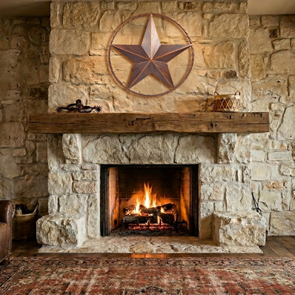 Metal Barn Star with Rope Ring Circle Large Texas Western Brushed Copper 17.5 in