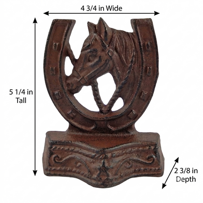 2 Horseshoe Horsehead Bookends Cast Iron Rustic Antique Western Style Brown