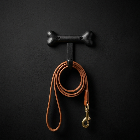 Dog Bone Leash Holder Hook Wall Mounted Cast Iron Coat Towel Key Hanger Black