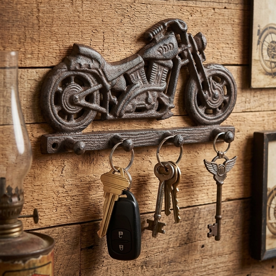 Cast Iron Motorcycle Wall Hook Key Towel Coat Rack Hanger Rustic Antique Style
