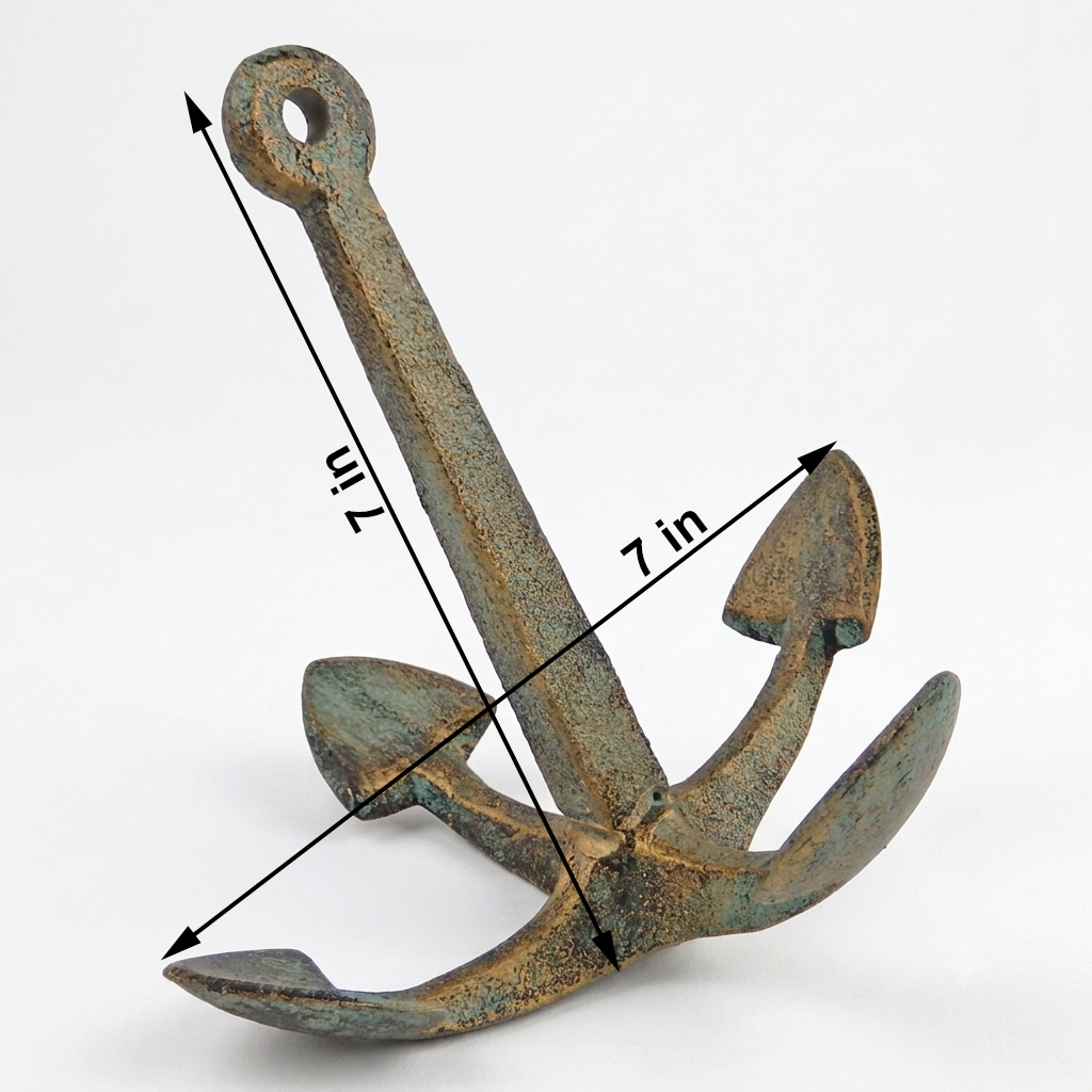 Cast Iron Table Top Decorative Anchor Nautical Beach House Decor Verdigris Look