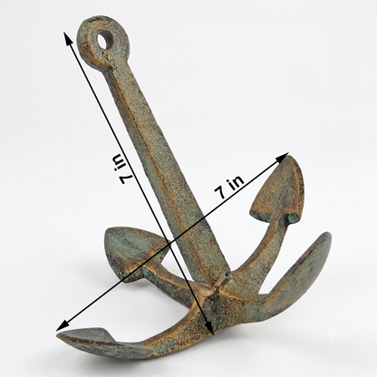 Cast Iron Table Top Decorative Anchor Nautical Beach House Decor Verdigris Look