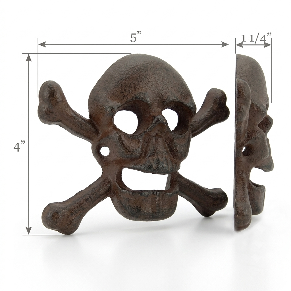 Skull Crossbones Beer Bottle Opener Cast Iron Biker Rocker Decor Wall Mounted