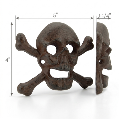 Skull Crossbones Beer Bottle Opener Cast Iron Biker Rocker Decor Wall Mounted