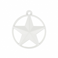 White Tiny Small Metal Barn Star with Smooth Ring 3 inch Matte Finish