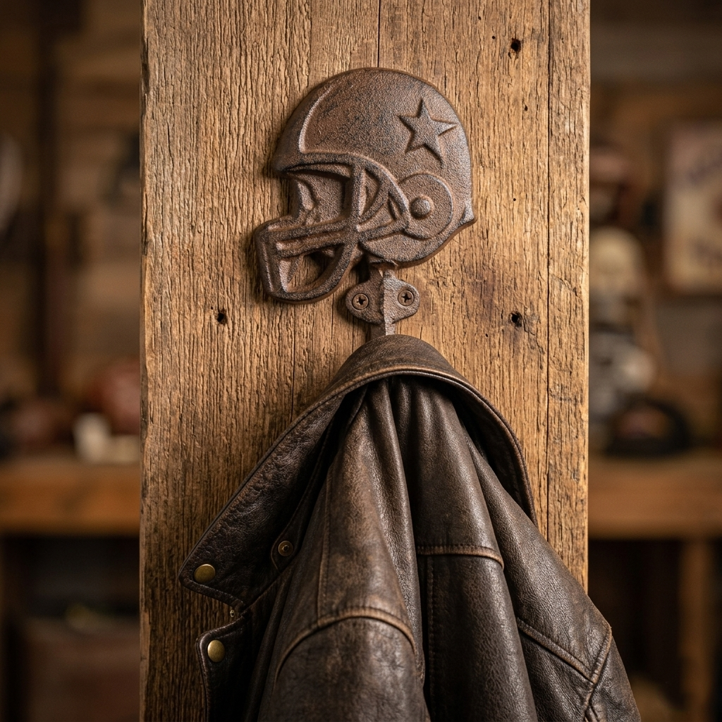 Dallas Cowboys Key Hook Helmet Star Coat Towel Hanger Rustic Cast Iron NFL