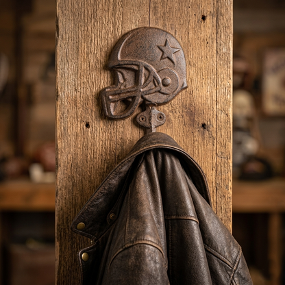 Dallas Cowboys Key Hook Helmet Star Coat Towel Hanger Rustic Cast Iron NFL