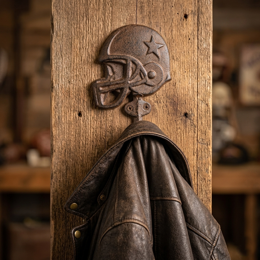 Dallas Cowboys Key Hook Helmet Star Coat Towel Hanger Rustic Cast Iron NFL