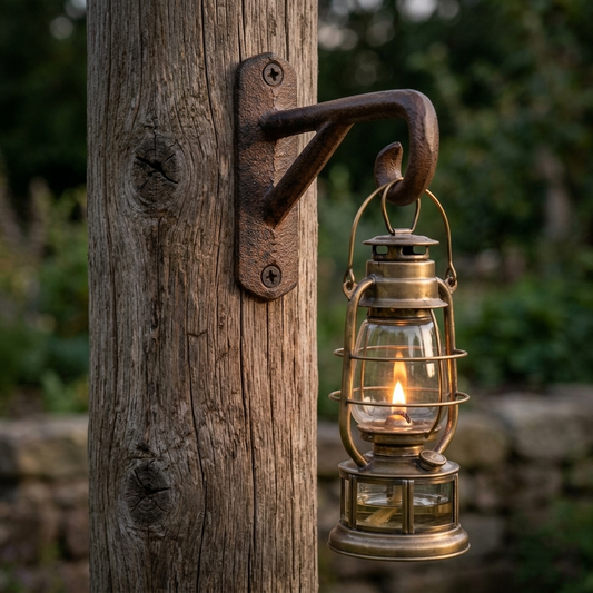 Small Cast Iron Scroll Wall Hook Plant Basket Holder Lamp Lantern Hanger 4.5 in