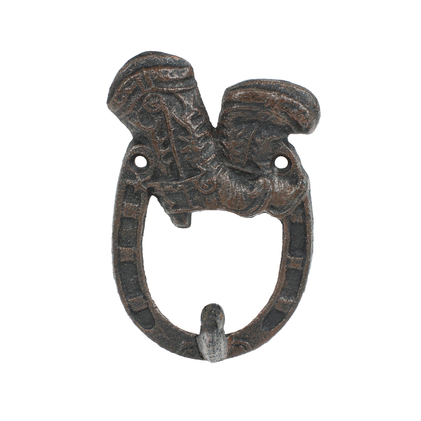 Rustic Cast Iron Lucky Horseshoe Boots Western Wall Hook Key Towel Coat Hanger