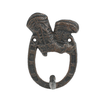 Rustic Cast Iron Lucky Horseshoe Boots Western Wall Hook Key Towel Coat Hanger