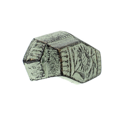 Floral Art Deco Cabinet Drawer Cup Pull Cast Iron Antique Green & Gold 4 in
